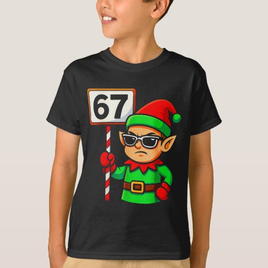 Funny Elf Six Seven 6 7 Meme Christmas Costume 67  T-Shirt (Vorderseite)