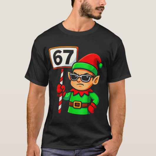 Funny Elf Six Seven 6 7 Meme Christmas Costume 67  T-Shirt (Vorderseite)