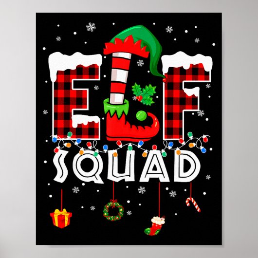 Funny Elf Squad Christmas Family Matching Pajamas  Poster (Vorne)