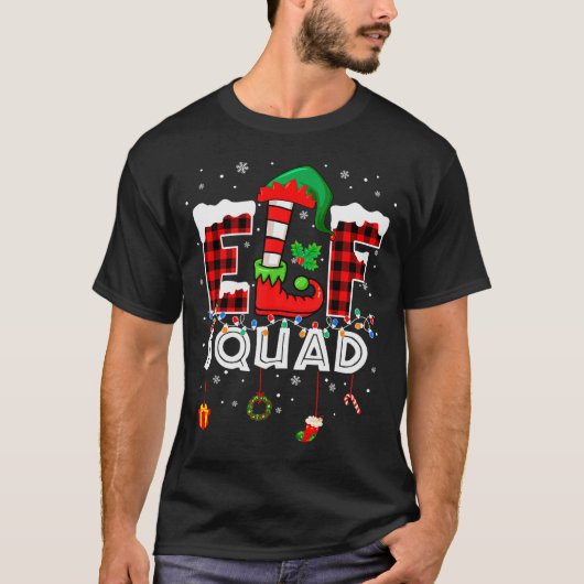 Funny Elf Squad Christmas Family Matching Pajamas T-Shirt (Vorderseite)