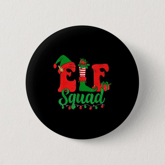 Funny Elf Squad Santa Hat Family Matching Christma Button (Vorderseite)