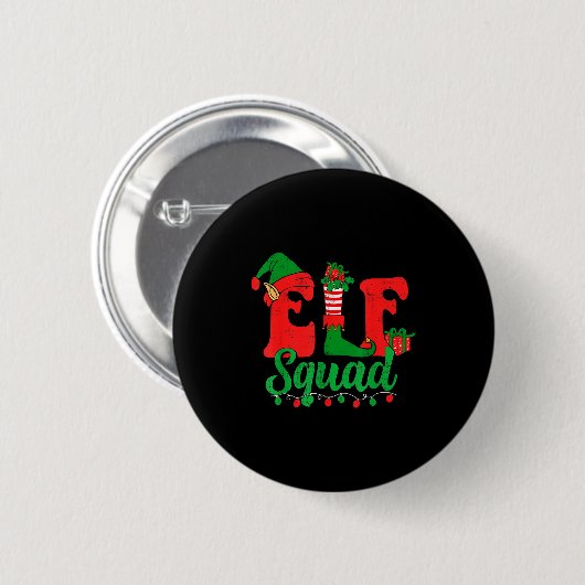 Funny Elf Squad Santa Hat Family Matching Christma Button (Vorne & Hinten)