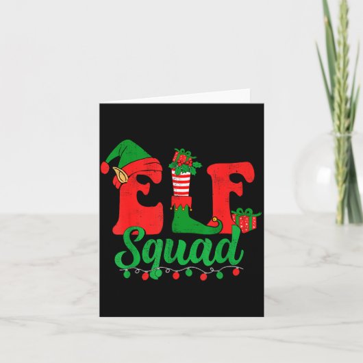 Funny Elf Squad Santa Hat Family Matching Christma Karte (Vorderseite)