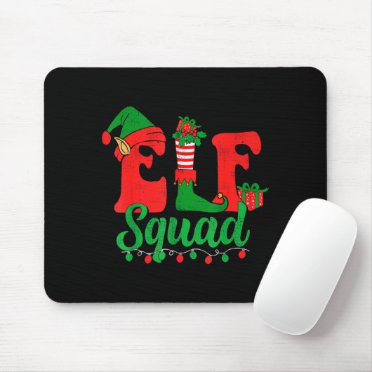 Funny Elf Squad Santa Hat Family Matching Christma Mousepad (Mit Mouse)