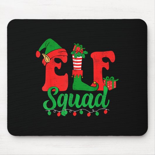 Funny Elf Squad Santa Hat Family Matching Christma Mousepad (Vorne)