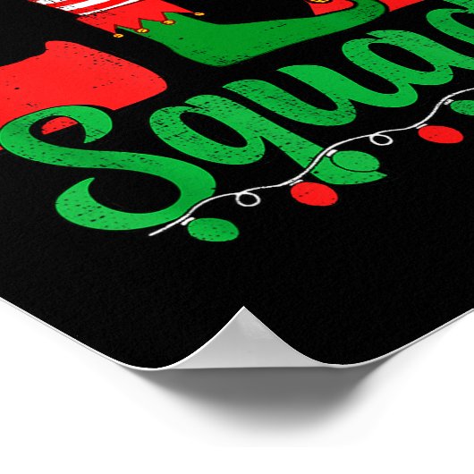 Funny Elf Squad Santa Hat Family Matching Christma Poster (Ecke)