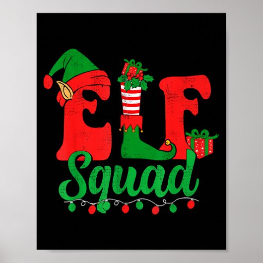 Funny Elf Squad Santa Hat Family Matching Christma Poster (Vorne)