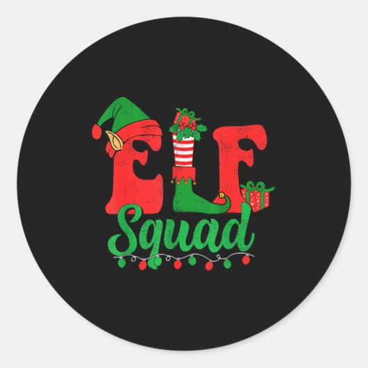 Funny Elf Squad Santa Hat Family Matching Christma Runder Aufkleber (Vorderseite)
