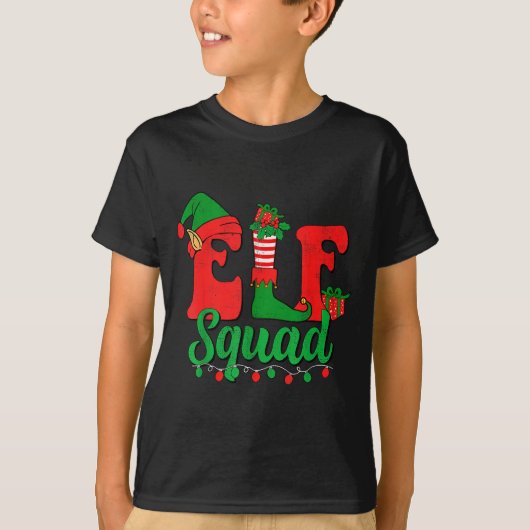 Funny Elf Squad Santa Hat Family Matching Christma T-Shirt (Vorderseite)