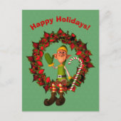 Funny Elf über den Weihnachtsfeiertag Postkarte (Vorderseite)