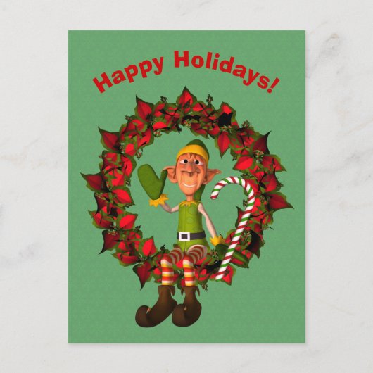 Funny Elf über den Weihnachtsfeiertag Postkarte (Vorderseite)