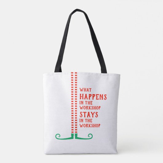Funny Elf Was im Workshop Bleibe Tasche (Rückseite)