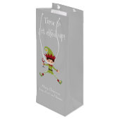 Funny Elf Weihnachten Elfenbeinküche Geschenktüte Für Weinflaschen (Rückseite Schrägansicht)