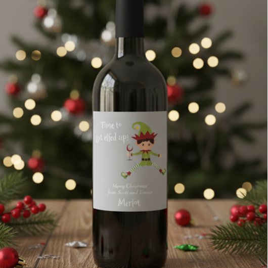 Funny Elf Weihnachten Elfenbeinküche Weinetikett