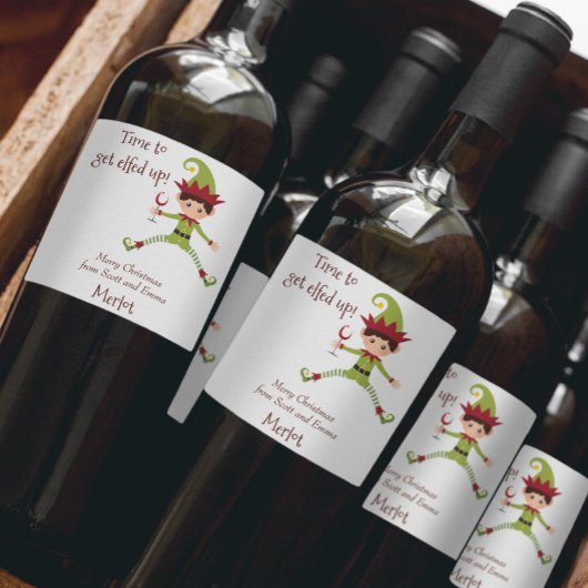 Funny Elf Weihnachten Elfenbeinküche Weinetikett