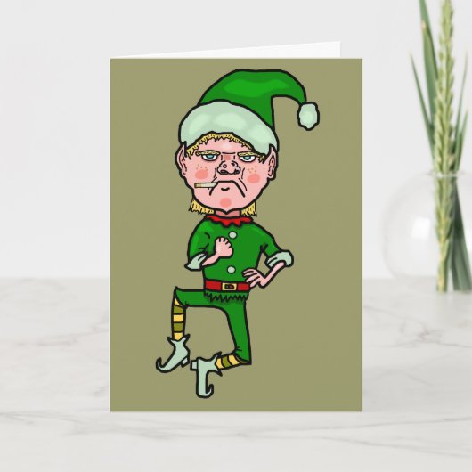 Funny Elfin Christmas Feiertagskarte (Vorderseite)