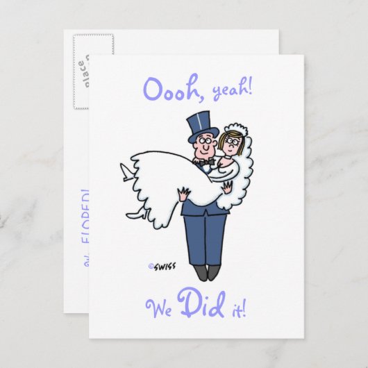 Funny Elopement Ankündigung Postcard Template (Vorne/Hinten)