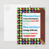 FUNNY Eltern Computer-Schuld Game Jokes Comedy FUN Postkarte (Vorne/Hinten)