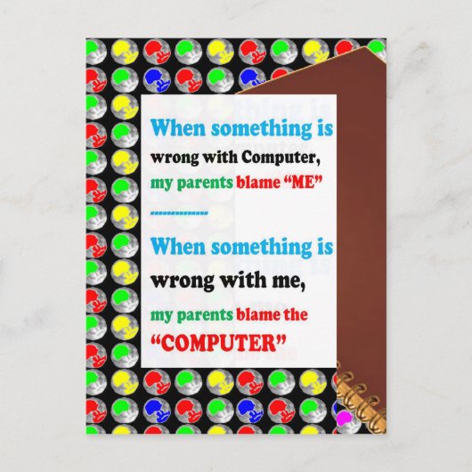 FUNNY Eltern Computer-Schuld Game Jokes Comedy FUN Postkarte (Vorderseite)
