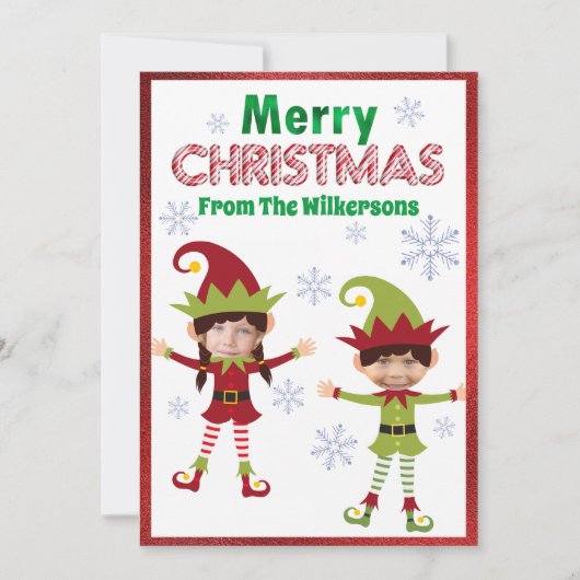 Funny Elves Custom Kids Fotos Frohe Weihnachten (Vorderseite)