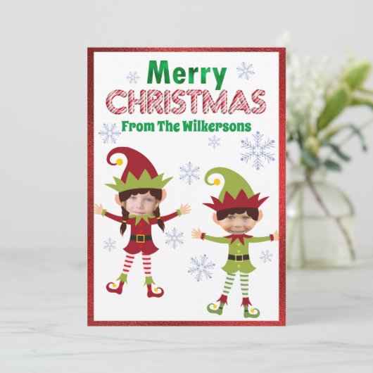 Funny Elves Custom Kids Fotos Frohe Weihnachten (Stehend Vorderseite)