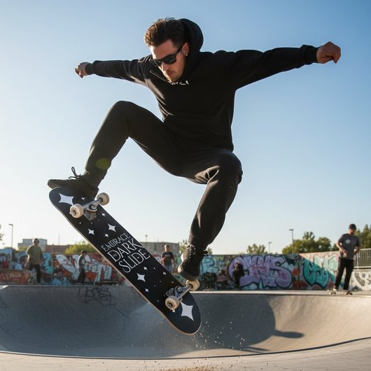 Funny Embrase the Darkslide White Stars Skateboard