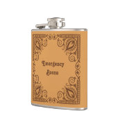 Funny Emergency Booze Add Your Text Pattern Border Flachmann (Links)