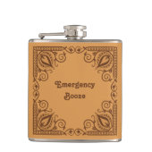 Funny Emergency Booze Add Your Text Pattern Border Flachmann (Vorderseite)