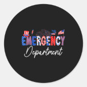 Funny Emergency Department Er Nurse Usa Flag 4th O Runder Aufkleber (Vorderseite)
