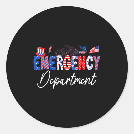 Funny Emergency Department Er Nurse Usa Flag 4th O Runder Aufkleber (Vorderseite)