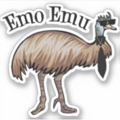 Funny Emo Emu Aufkleber (Vorderseite)