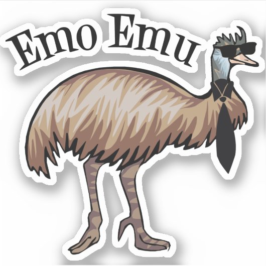 Funny Emo Emu Aufkleber (Vorderseite)