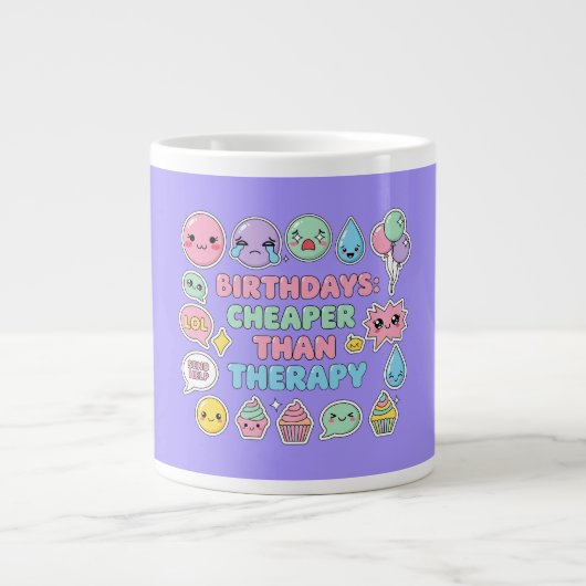 Funny Emoji Birthday Zitat Grafik Jumbo-Tasse (Vorderseite)