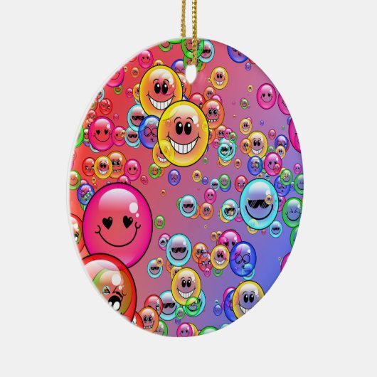 Funny Emoji Bubbles Keramik Ornament (Rechts)