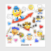 Funny emoji Buchstaben Custom-Cut Vinyl Sticker (Blatt)