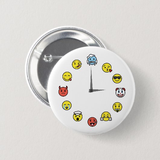 Funny Emoji Clock Button Button (Vorne & Hinten)