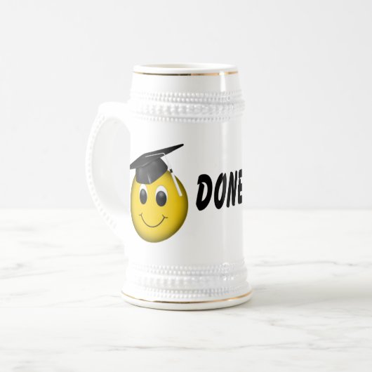 Funny Emoji "Done" Abschluss Bierglas (Vorderseite Links)