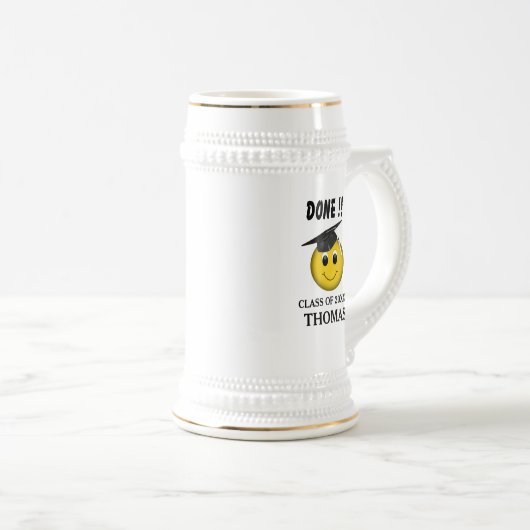 Funny Emoji "Done" Abschluss Bierglas (VorderseiteRechts)