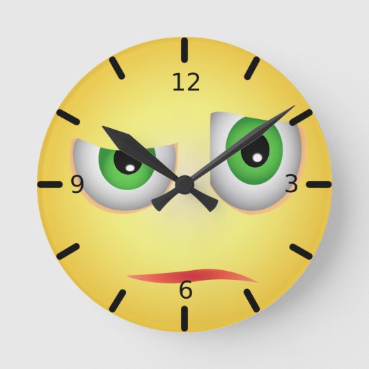 Funny Emoji Face Runde Wanduhr (Vorderseite)