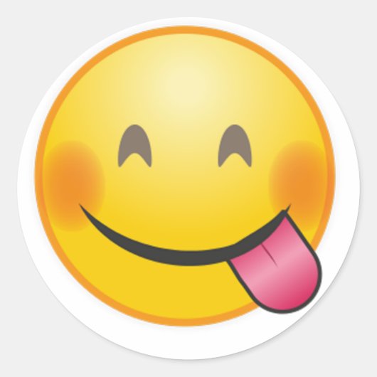 Funny Emoji Gesicht genießen köstliches Essen gelb Runder Aufkleber (Vorderseite)