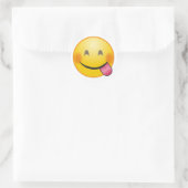Funny Emoji Gesicht genießen köstliches Essen gelb Runder Aufkleber (Tasche)