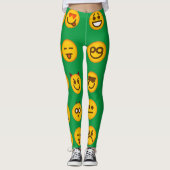 Funny Emoji Leggings | Niedliche grüne Leggings (Vorderseite)