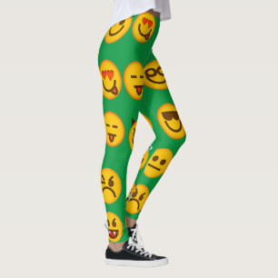 Funny Emoji Leggings   Niedliche grüne Leggings