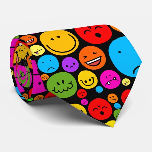 Funny Emoji Moods Krawatte (Gerollt)