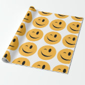 Funny Emoji Wink Smile Laugh Gelbes Gesicht Geschenkpapier (Ungerollt)