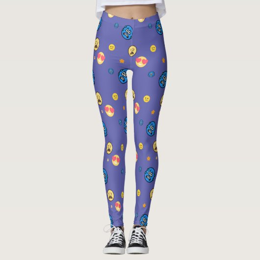 Funny Emojis von vielen Emotionen im Hintergrund Leggings (Vorderseite)