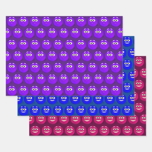 Funny Emoticon Faces gepolstertes Muster Geschenkpapier Set (Set)
