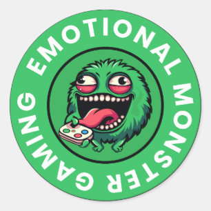 Funny Emotional Monster Gaming Runder Aufkleber