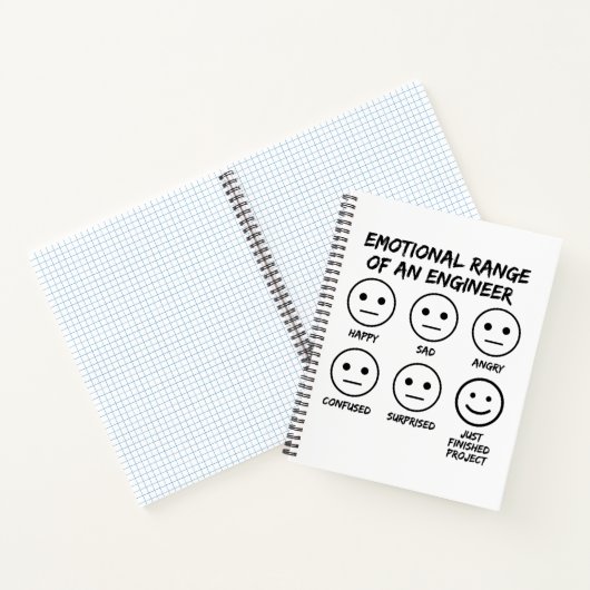 Funny Emotional Range eines Ingenieurlüfters Notizblock (Innenseite)