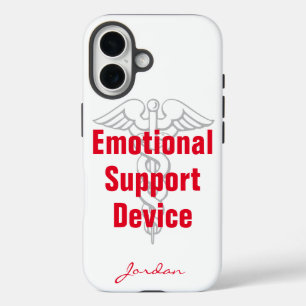 Funny Emotional Support Device mit dem Namen White iPhone 16 Hülle